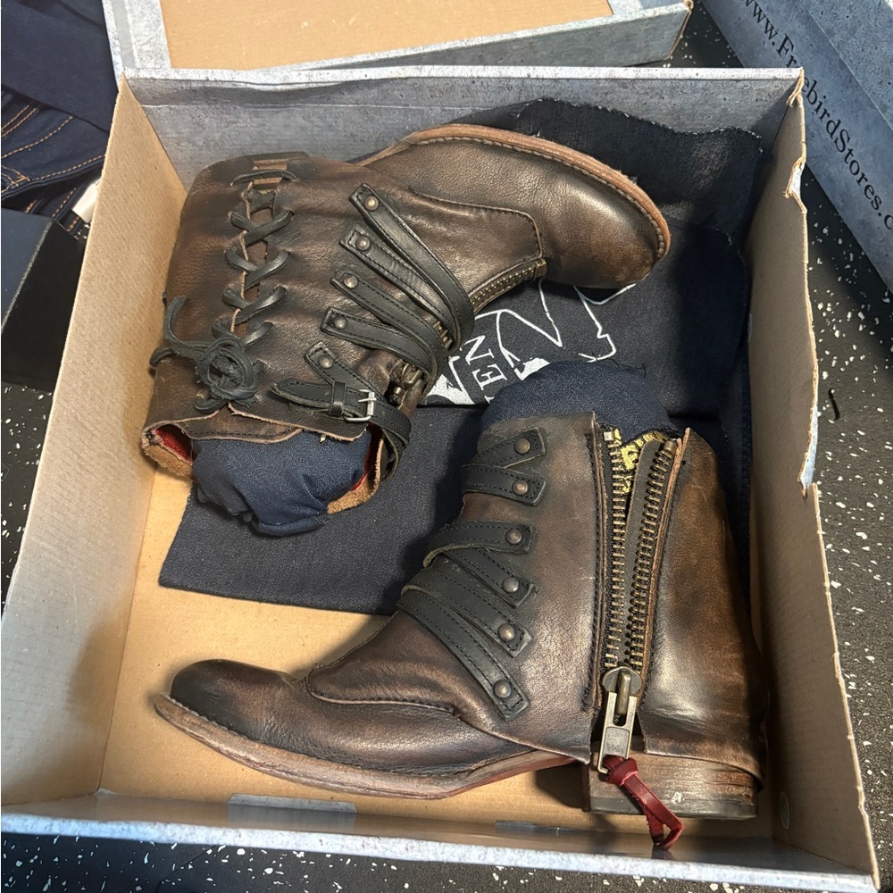 Freebird by Steven Brown Ankle Boots with Lace-Up and Zip Closure